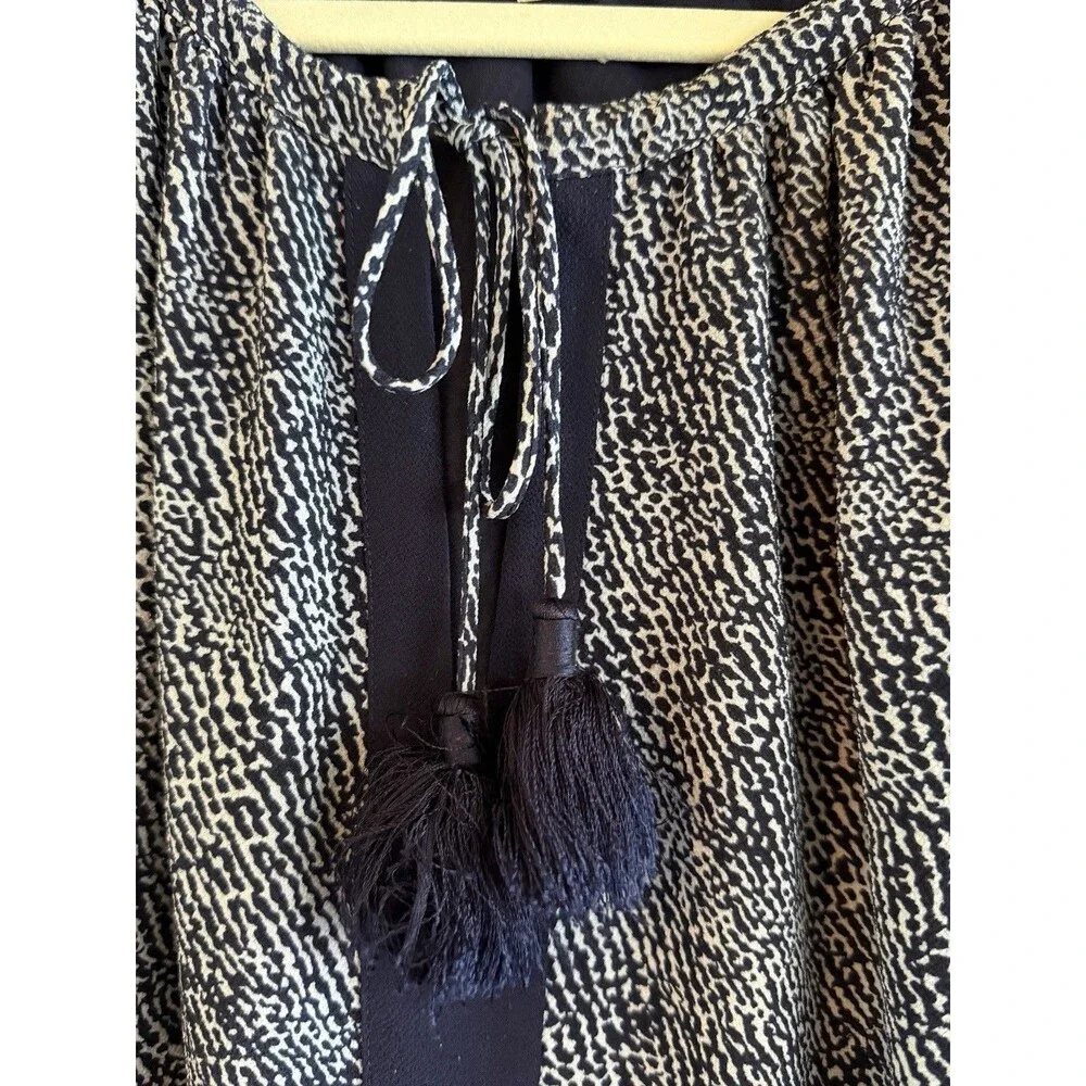 MICHAEL Michael Kors Dress 2X Navy Blue Animal Print Tassel Peasant Boho Plus